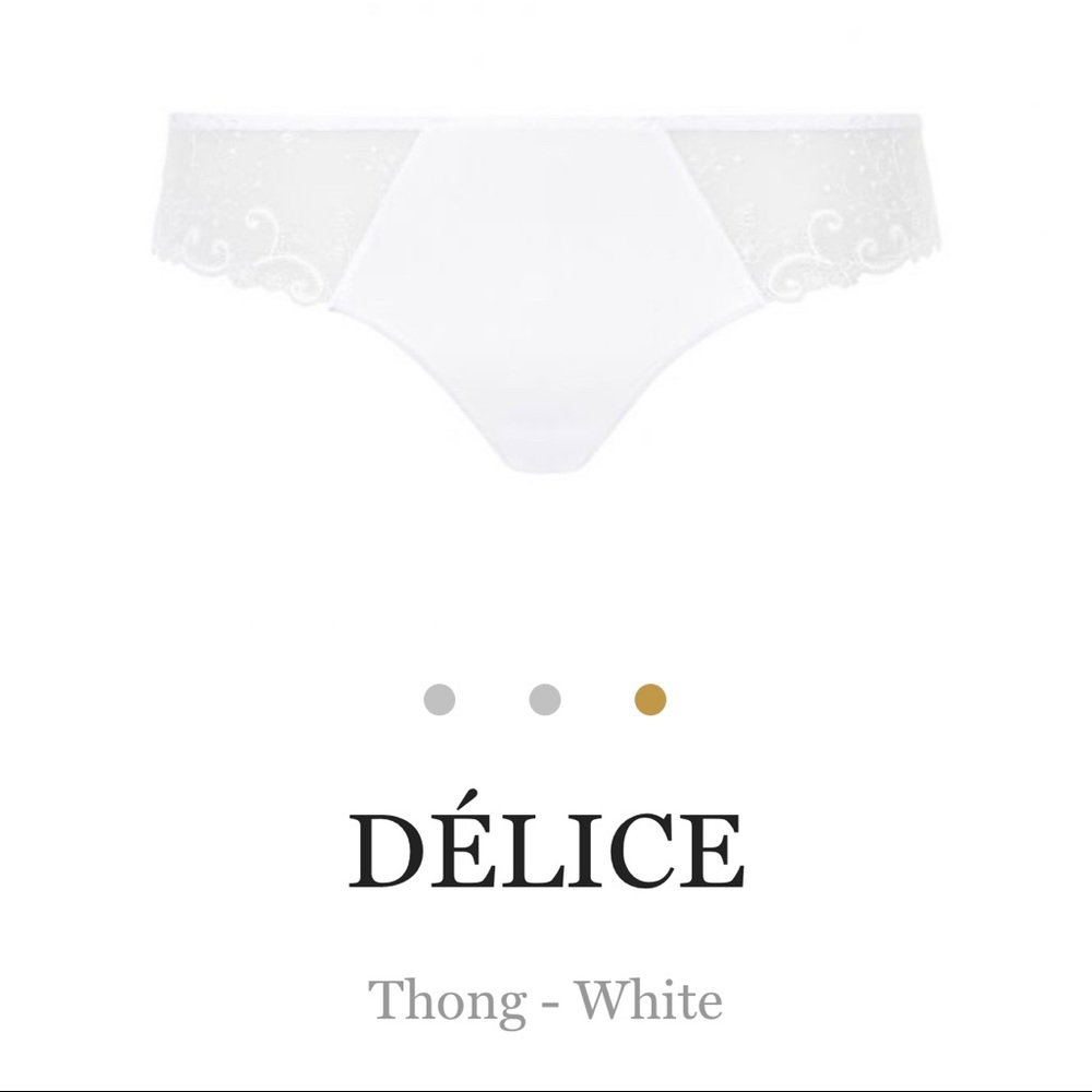 BNWT Simone Perele white lace “delice” thong sz 3